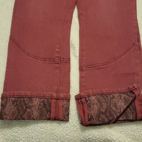 - DIANE GILMAN red straight leg cuff ankle jeans Women's 6 - Picture 5 of 9
